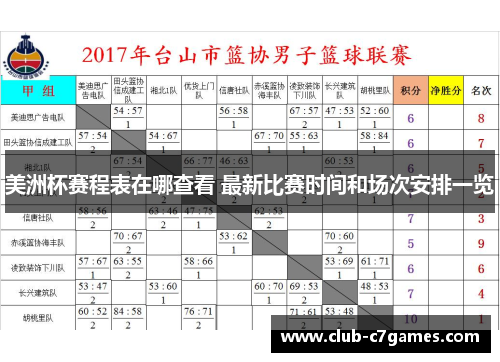 美洲杯赛程表在哪查看 最新比赛时间和场次安排一览